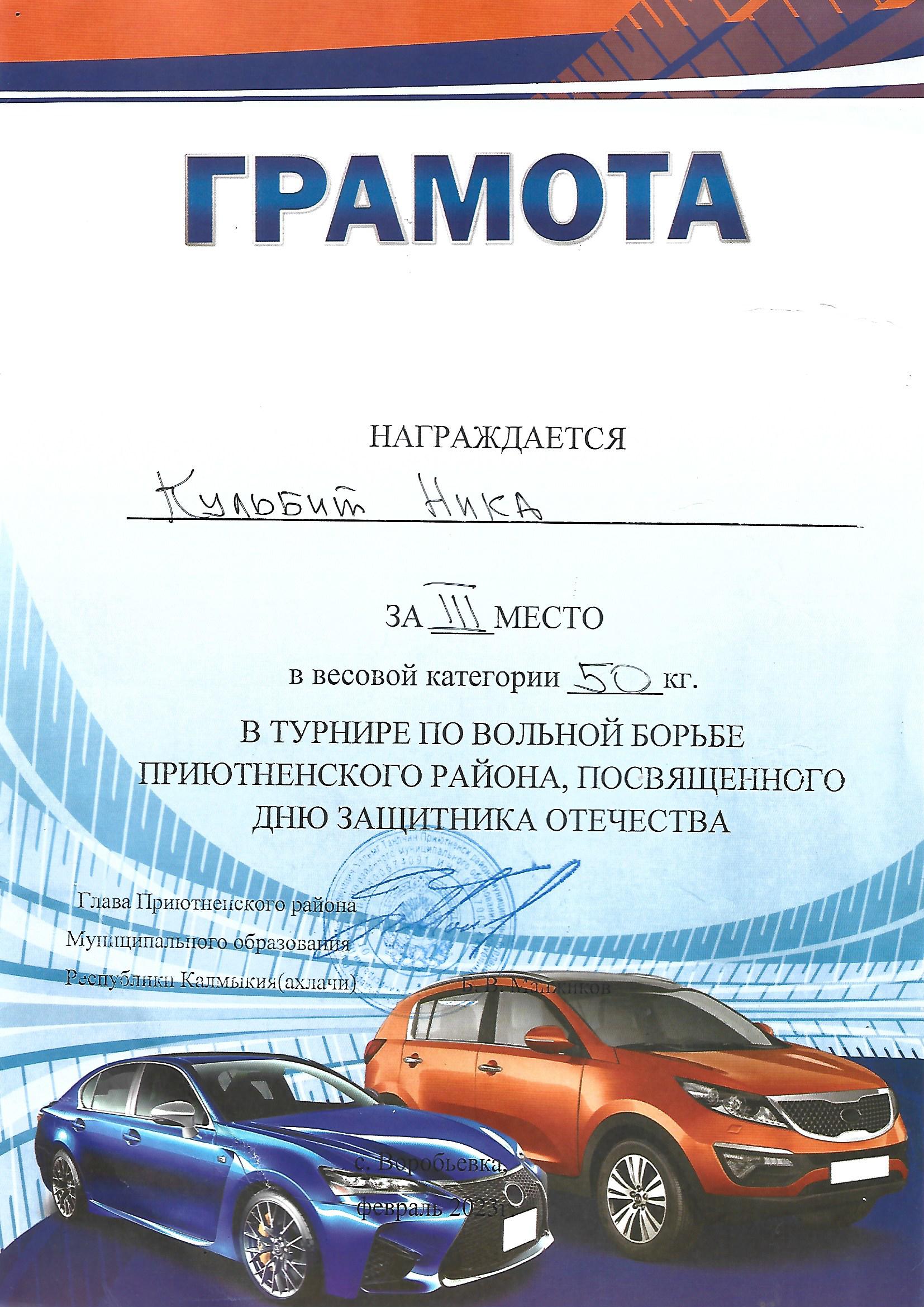 Кульбит Ника ПРМО РК 0001